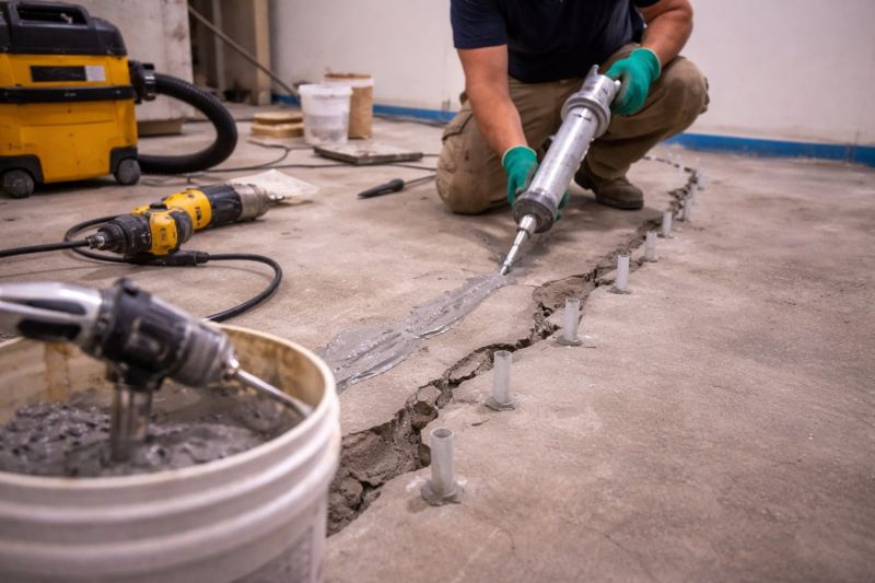 Cracked Basement Floor Repair in Anderson, SC