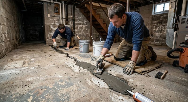 Cracked Basement Floor Repair in Anderson, SC